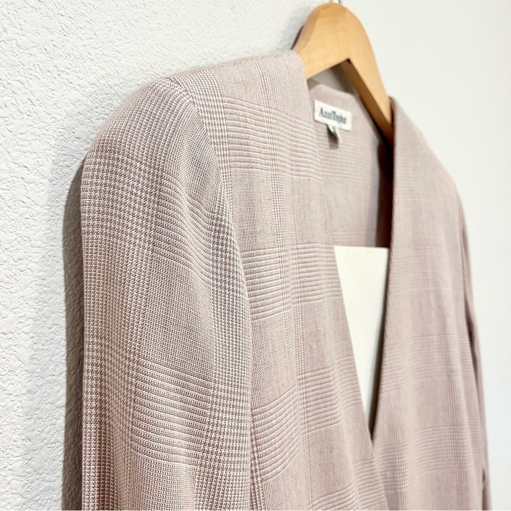 Vintage Ann Taylor Blazer Jacket Beige Long Lined Linen Blend Made In USA Sz 2 - Picture 4 of 13